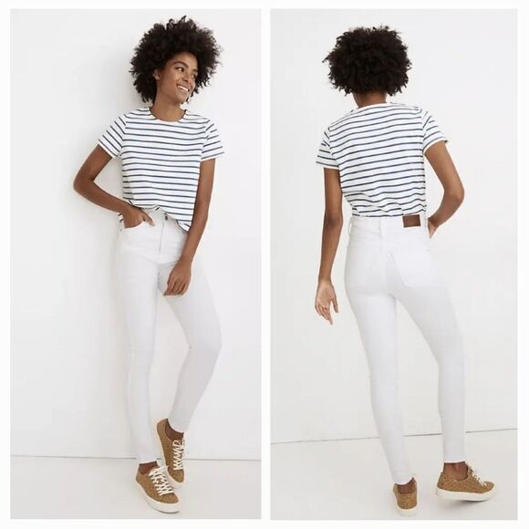 Madewell 9” High Waist Classic Skinny Jean in Pure White Denim 27 - Picture 1 of 13